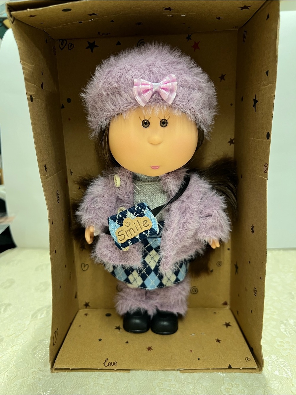 New, Mia Potato Doll 8”, 20 cm, 1/8 Scale in Lilac Outfit